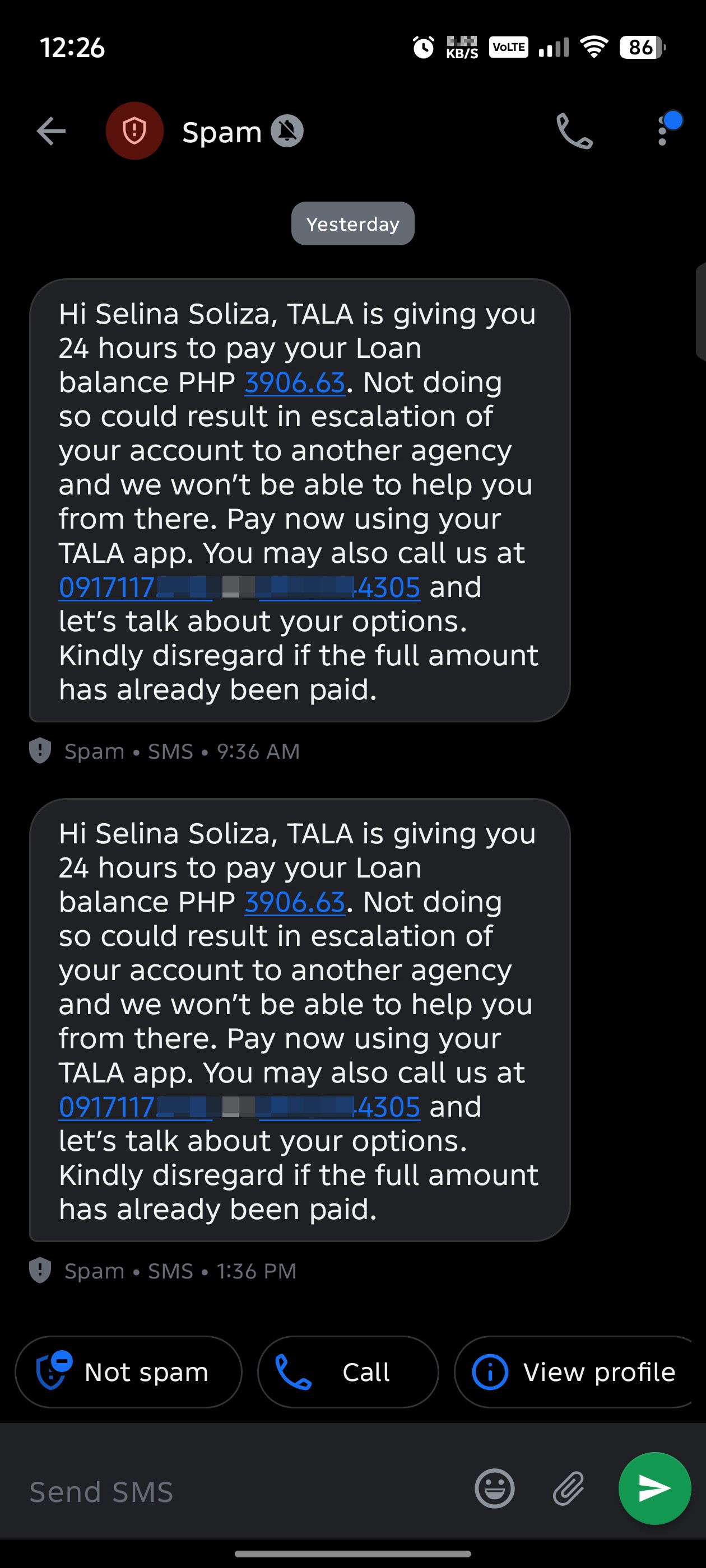 Tala scam