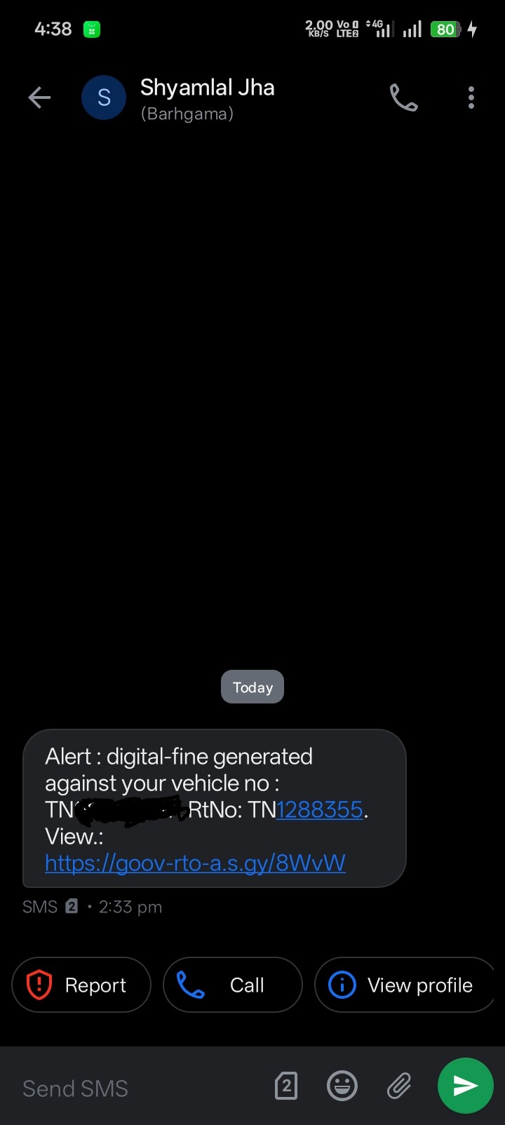 ⚠️ Specifically a smishing or SMS-based traffic fine scam
