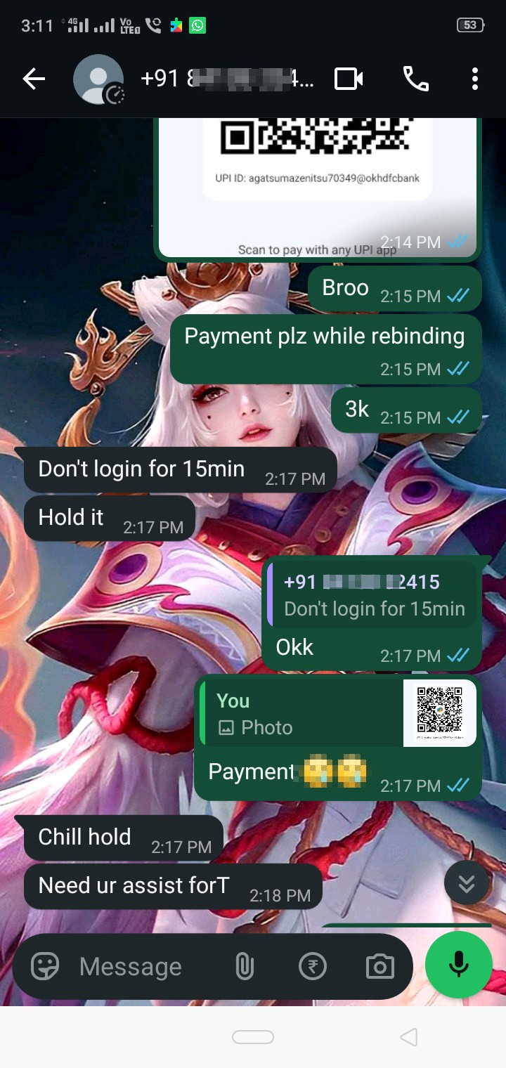 got scam while dealing acc