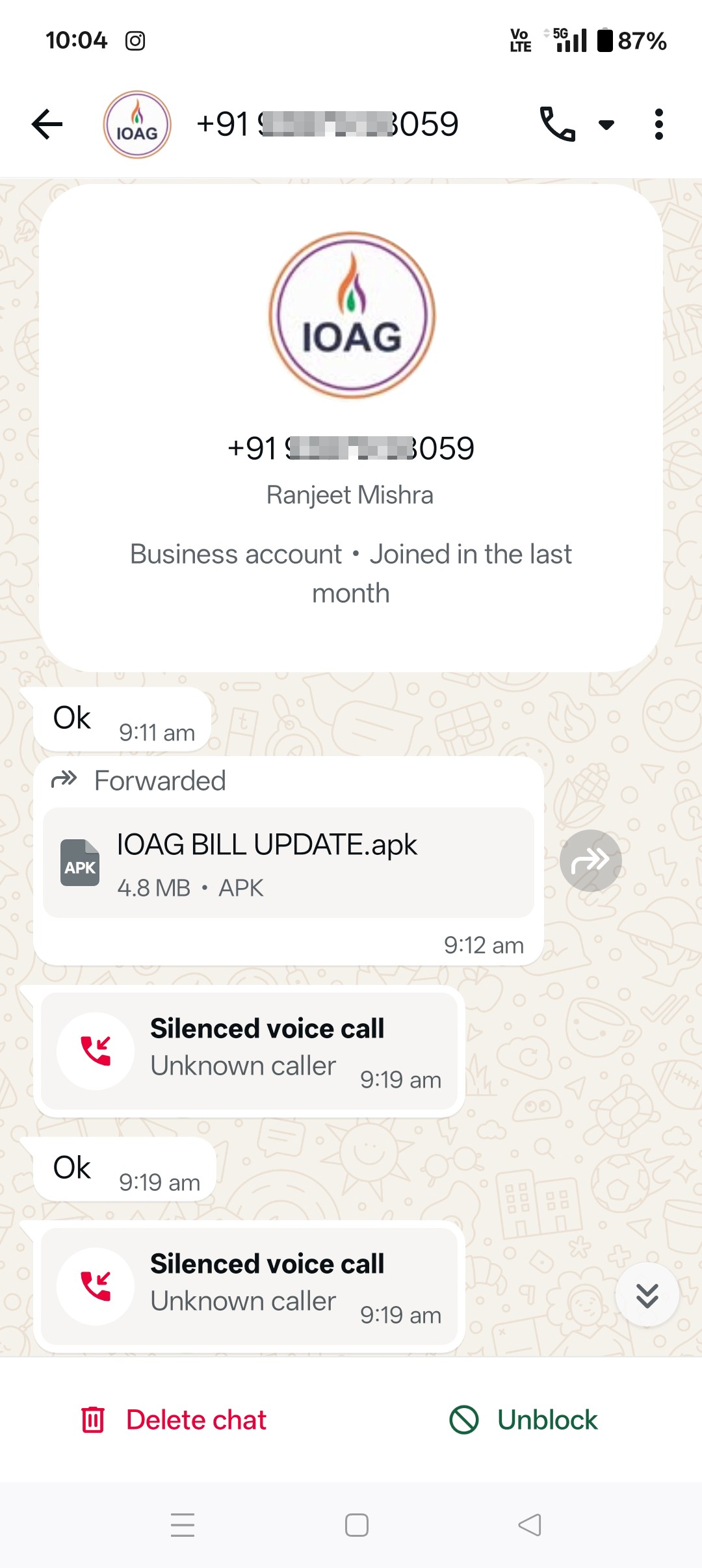 Spam Call from IOAG