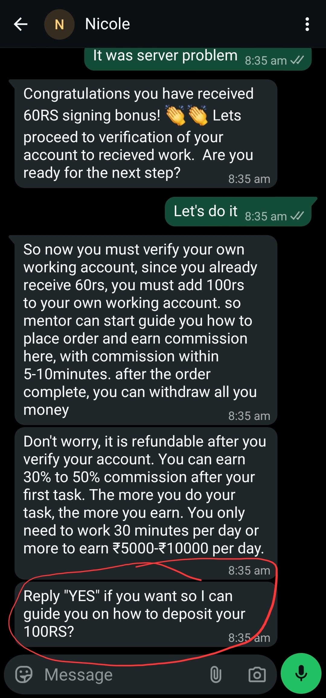 Myntra Online work scam