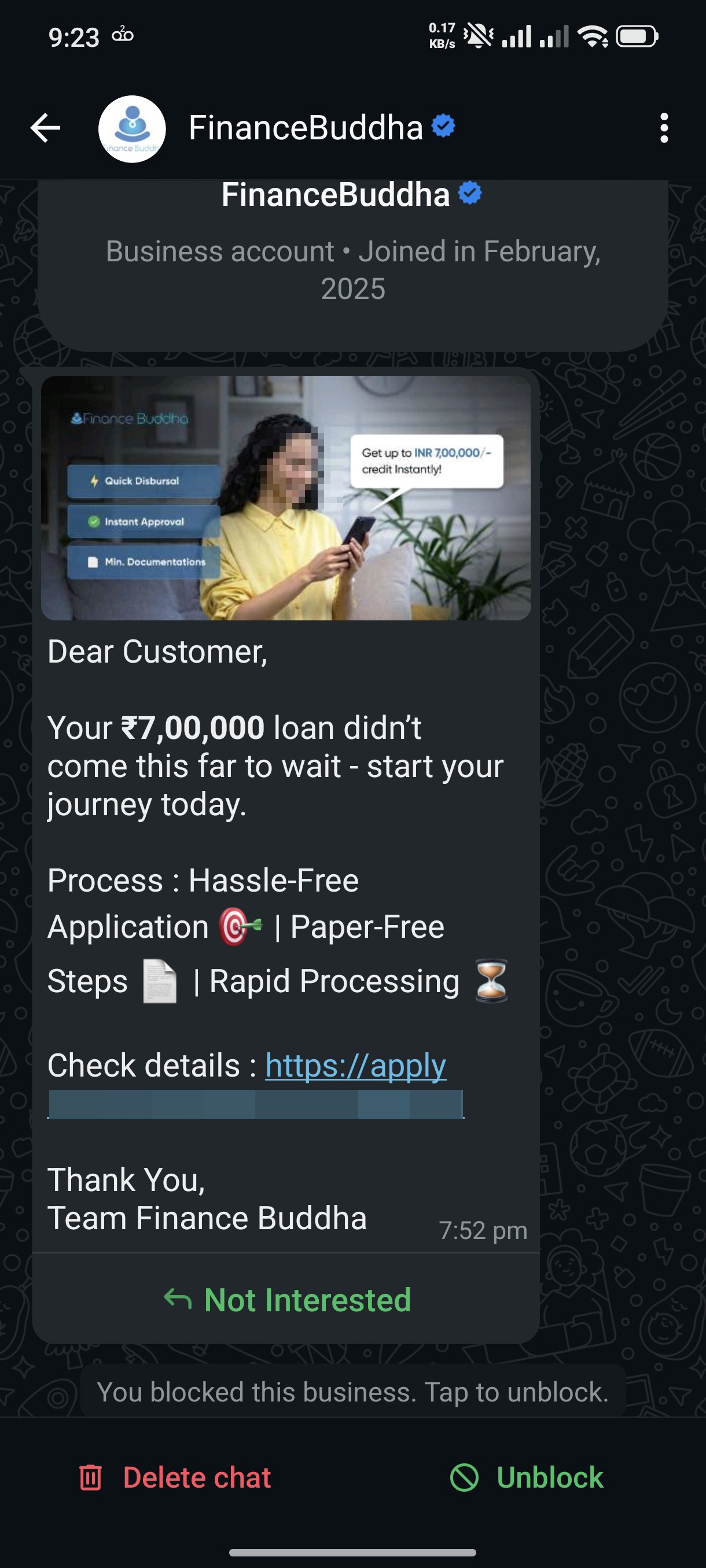 finance budha, loan whatsApp even after blocking