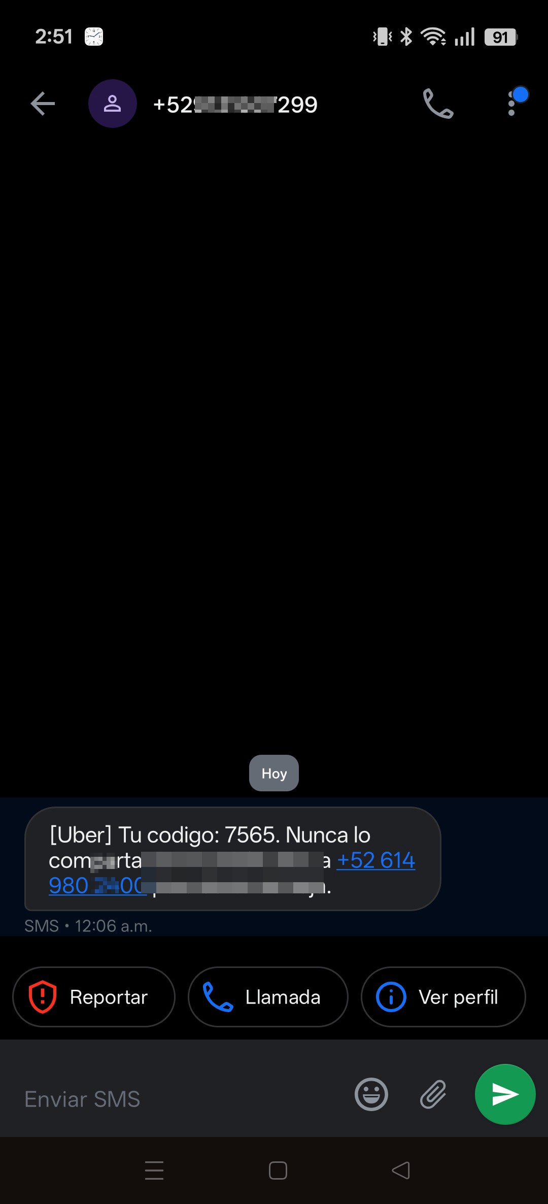 Fake Uber and bank codes ask for a message to cancel - image 2