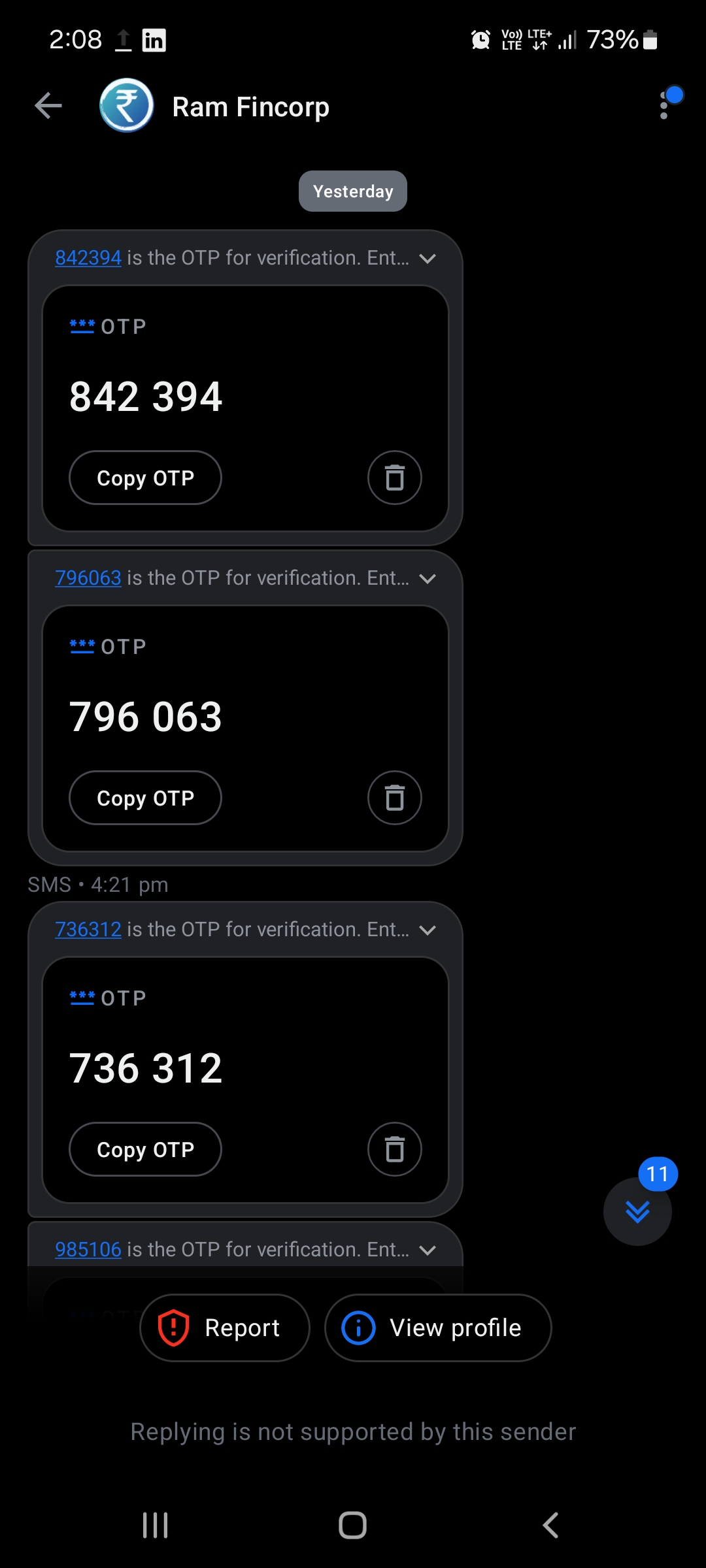 Continuous Otp messages received since 2 days. - image 2