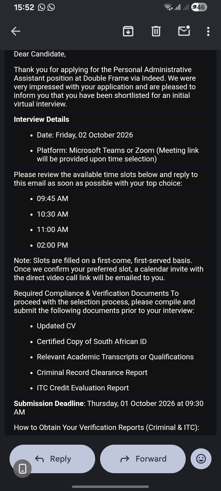 interview invitation 