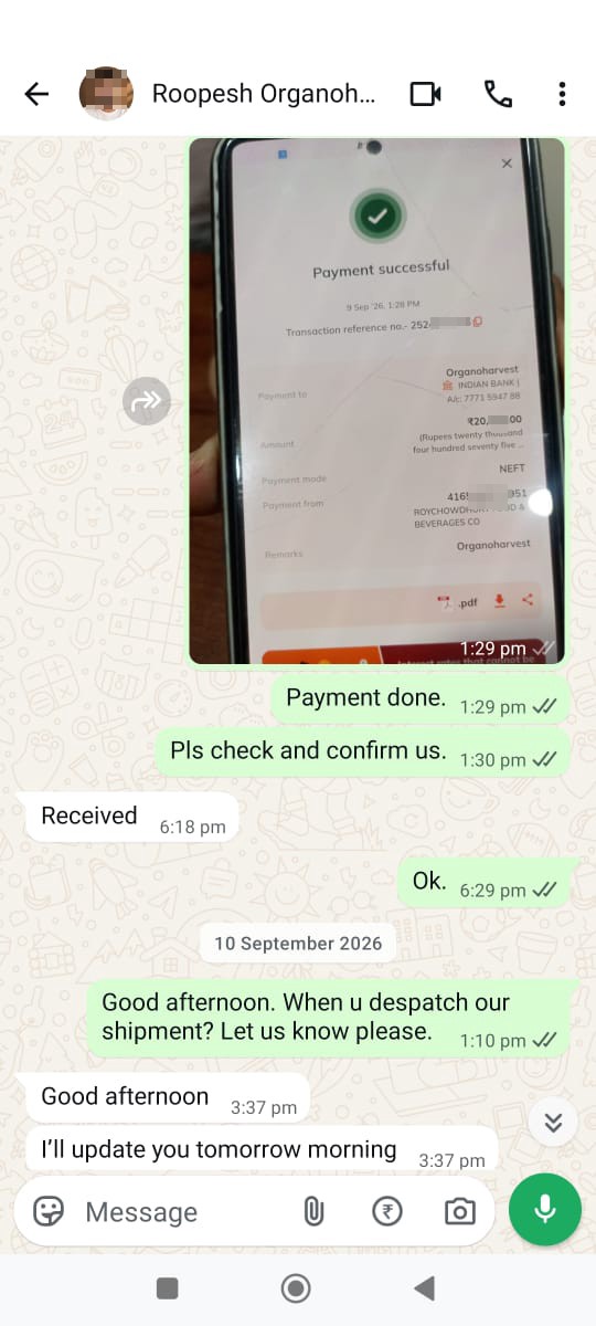 Cheating Alert: Roopesh (Organoharvest Foods)