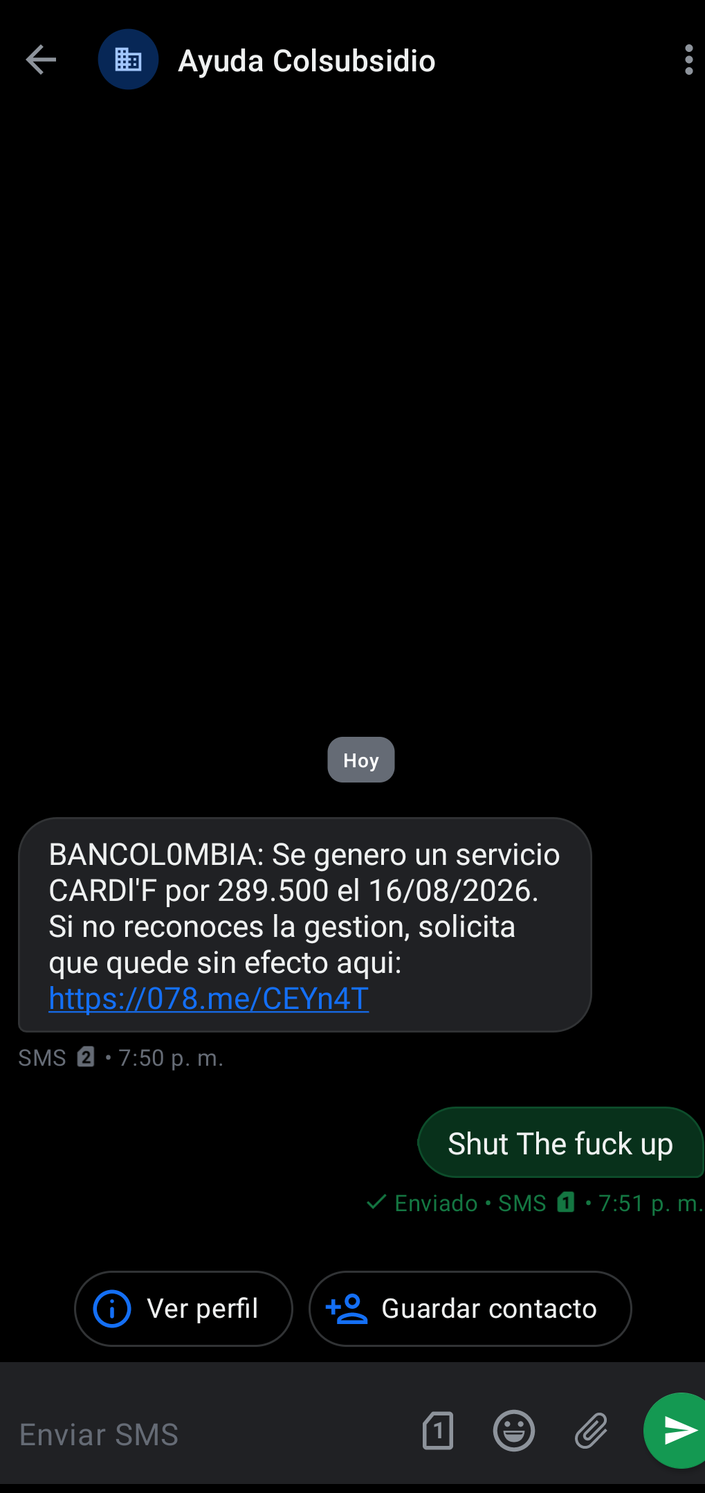 Spam Bancolombia 