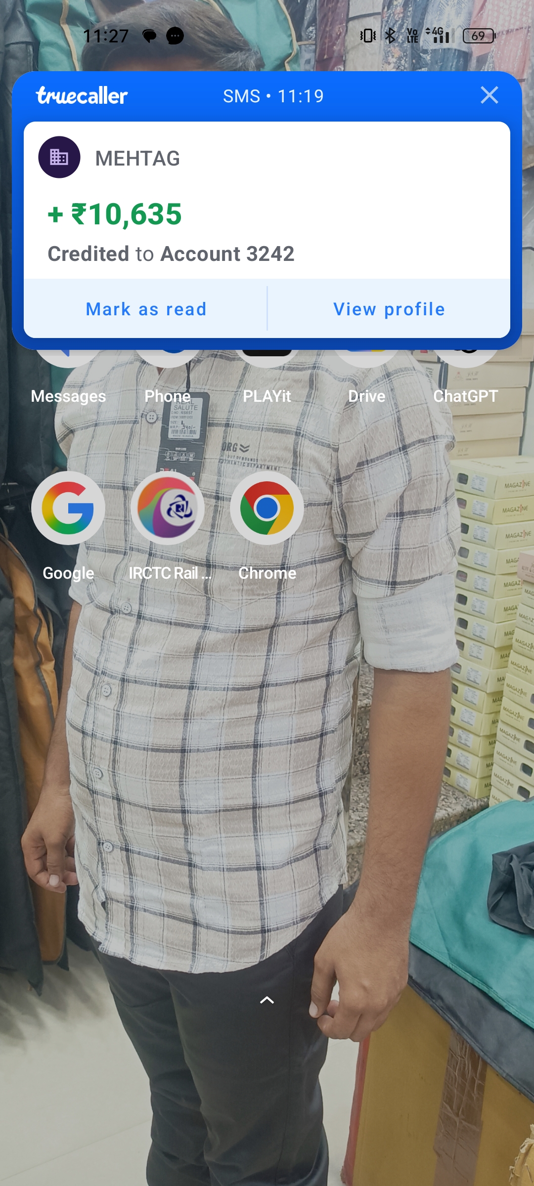₹10,635 credited SMS from "MEHTAG" is likely a scam