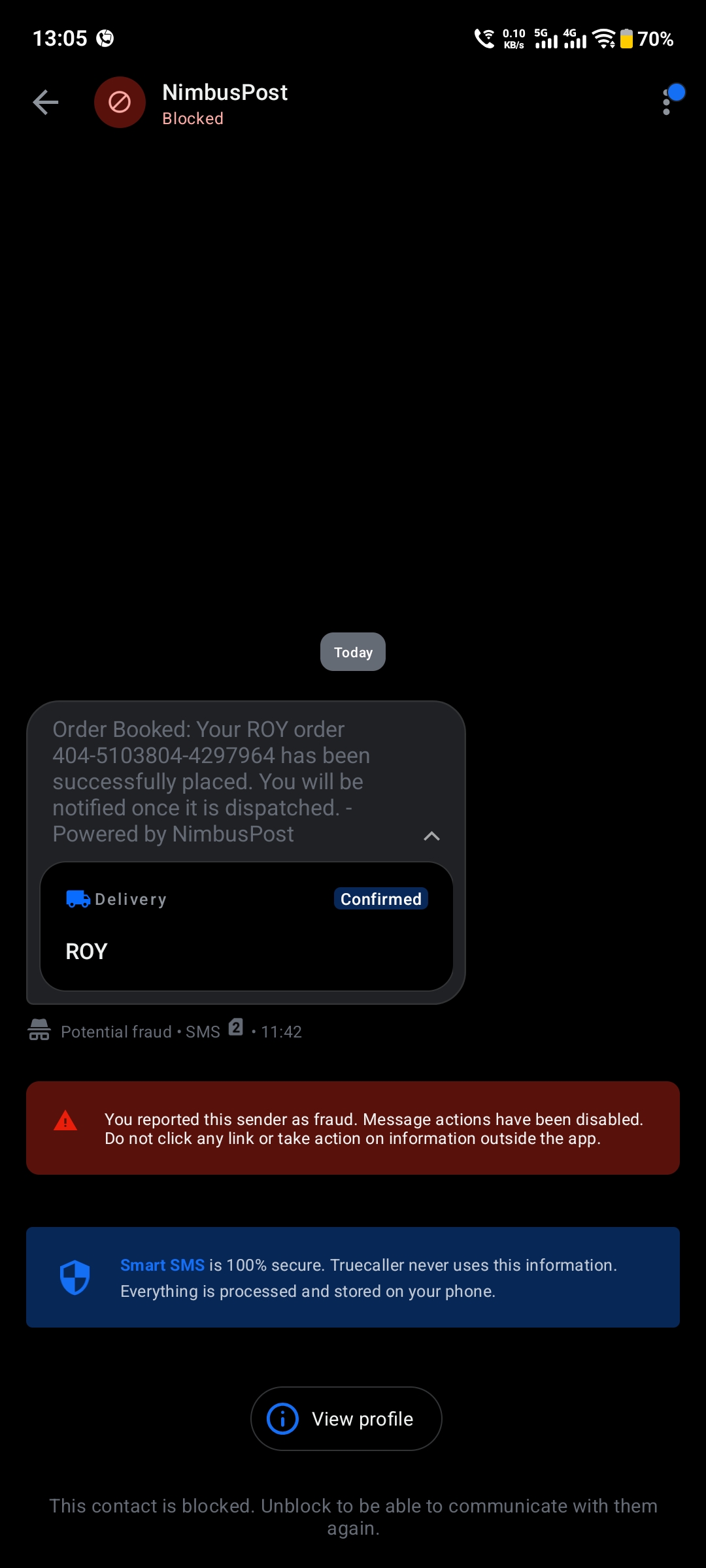 received fake delivery message even not ordered any goods
