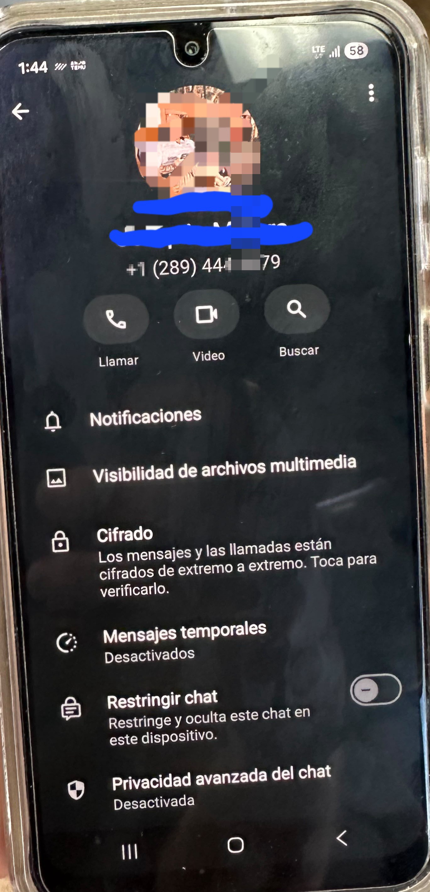 Fake relative message via WhatsApp number +1(289)[PHONE]