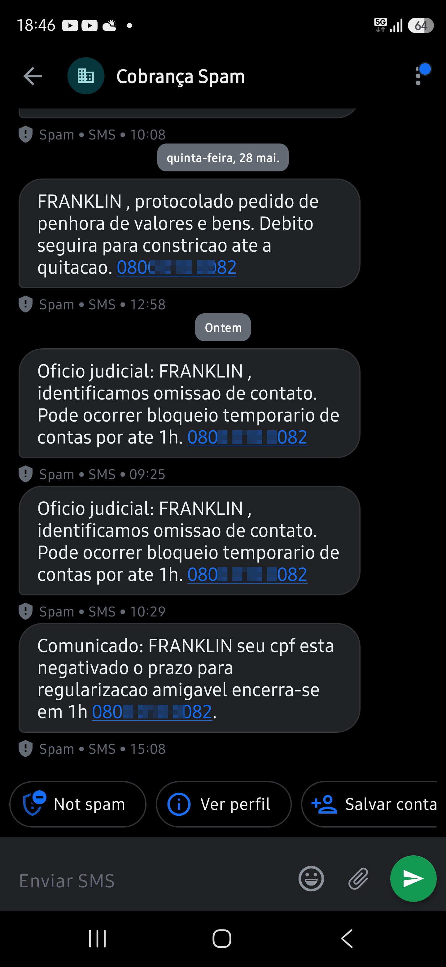 Golpe da Falsa Central De Cobrança 