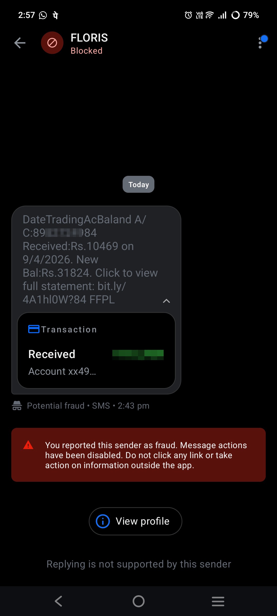 Link in SMS claims you've received ₹10,469, likely a scam - image 2
