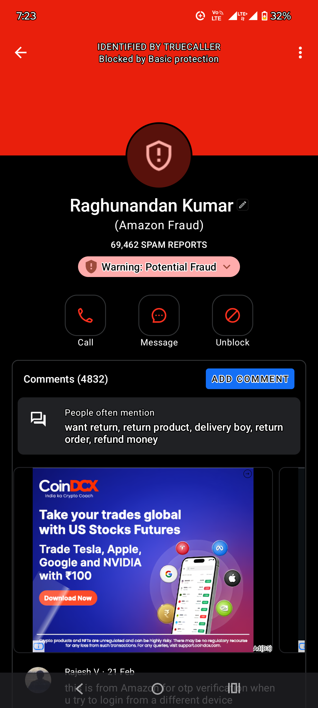Unexpected OTP fraud