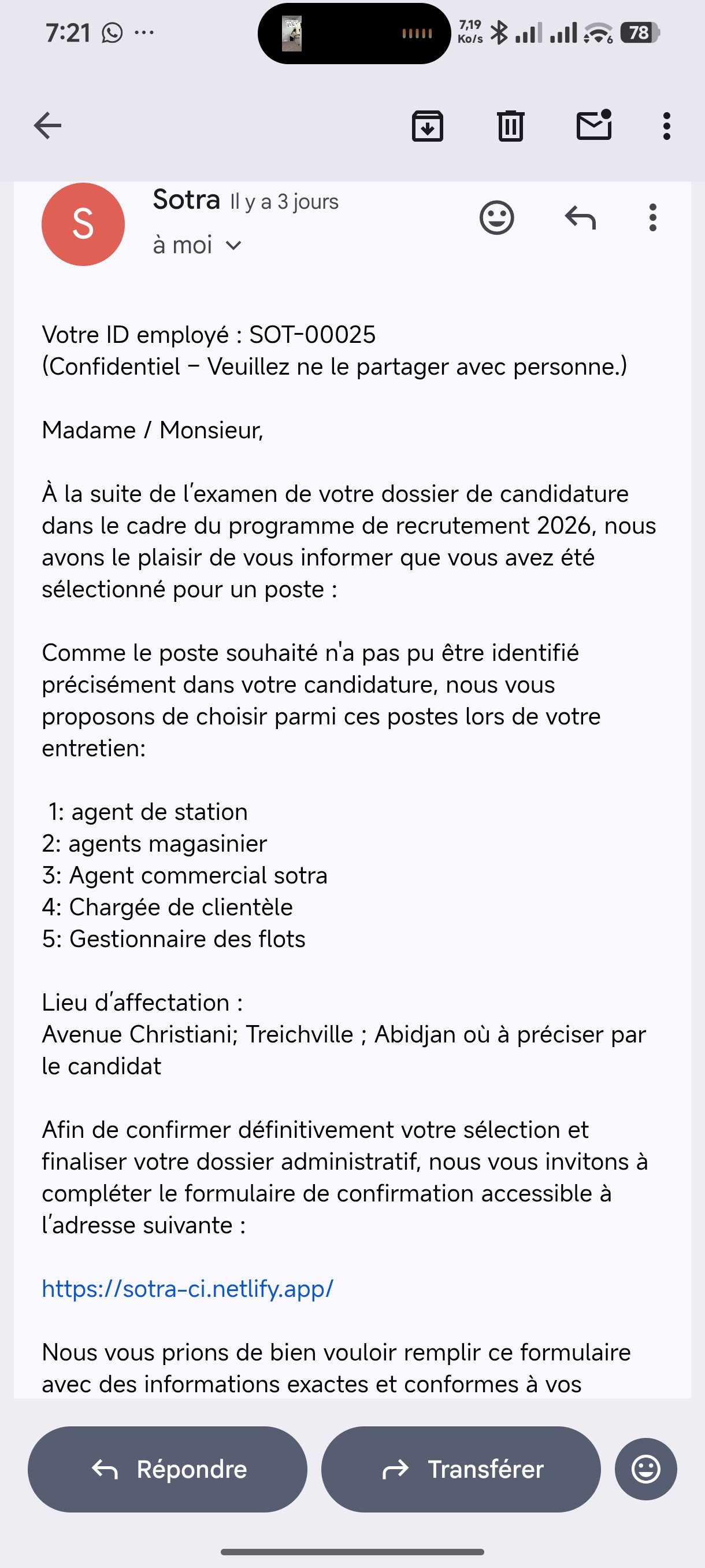 Your Employee ID: SOT-0[PHONE]
(Confidential – Please do not share it with anyone.)