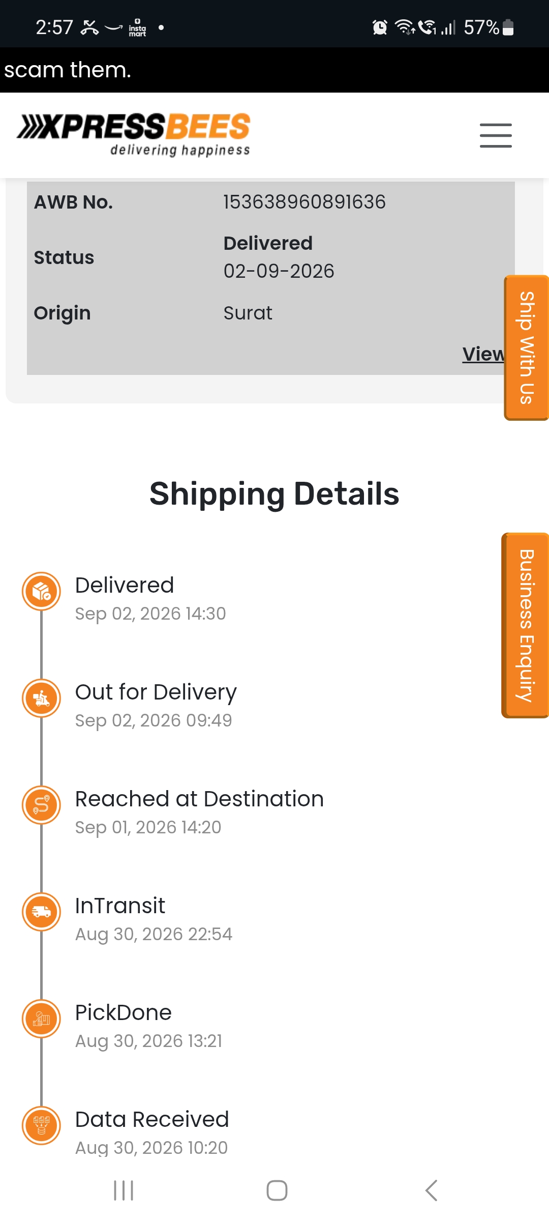 cod parcel scam