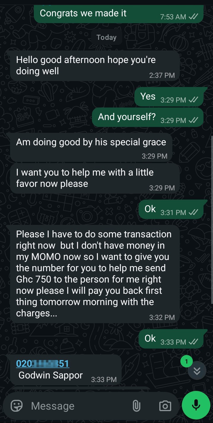 Whatsapp group scam