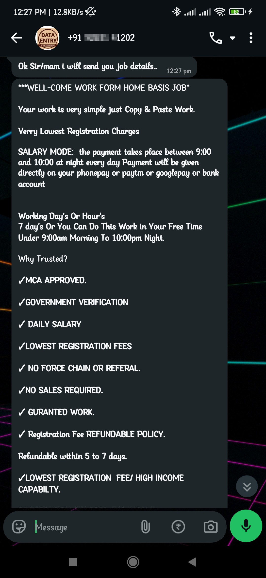 Job Work From Home  Fraud  - image 2