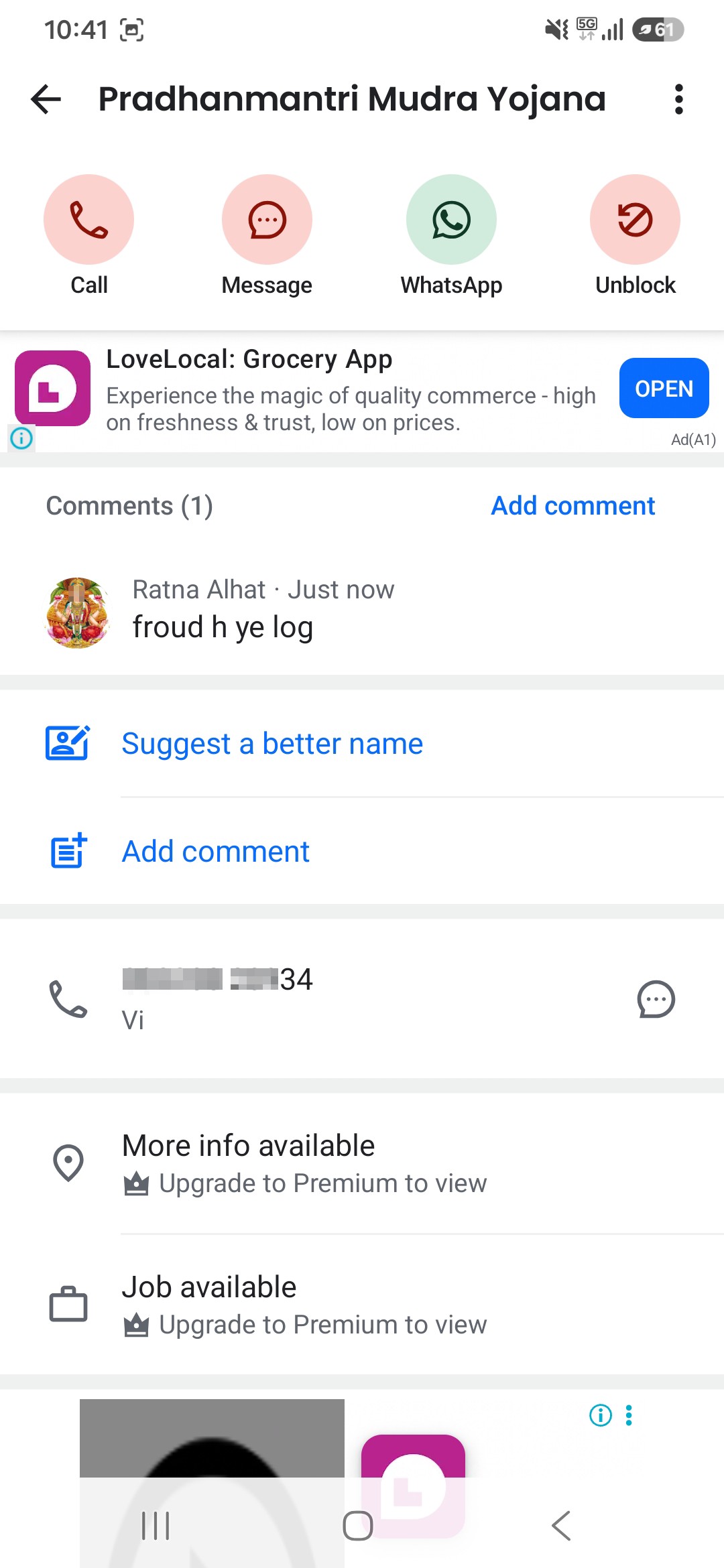 Froud and harassment call