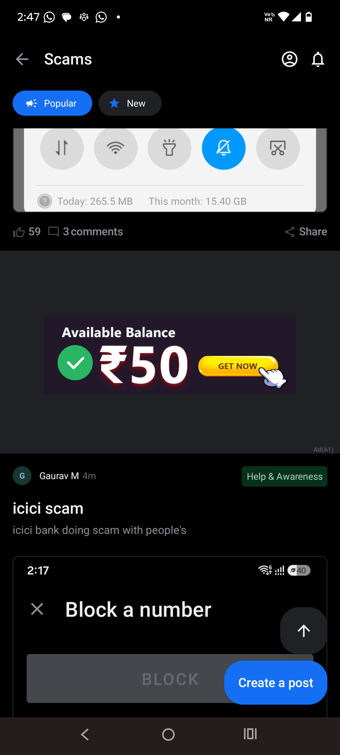 Scrolling scam finding