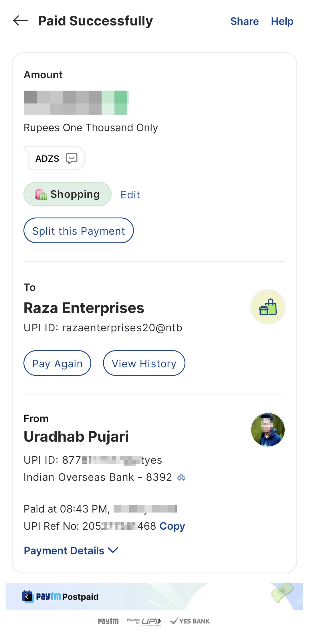 Complaint Regarding Payment Dispute on Paytm