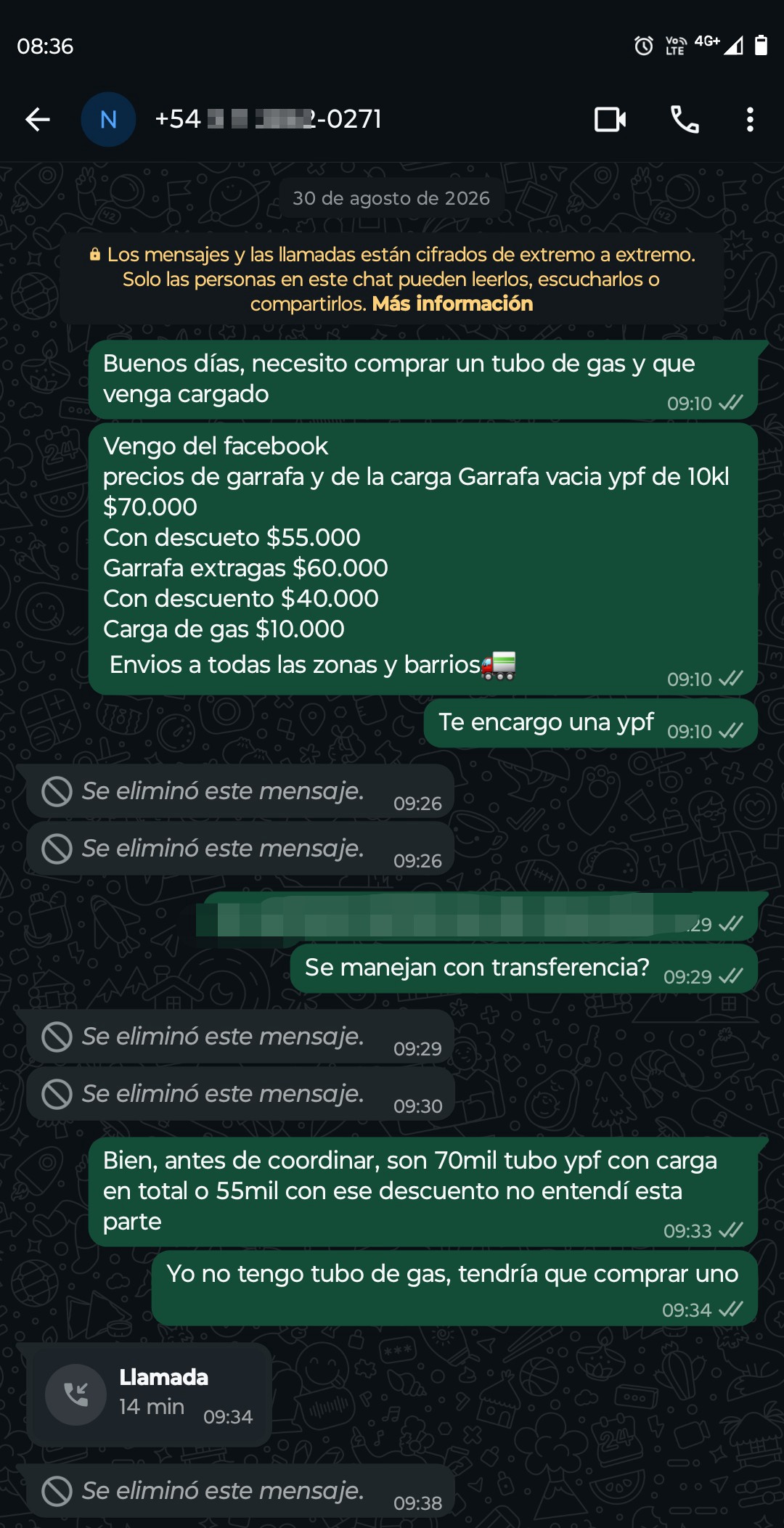 Gas cylinder scam on WhatsApp, they ask for $30,000 in advance