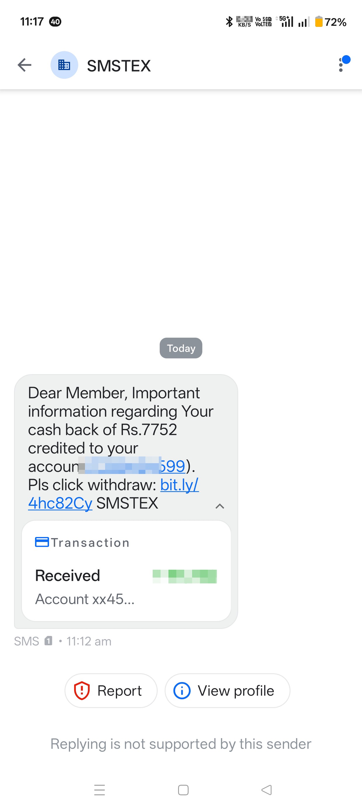 scam through amount deposit 