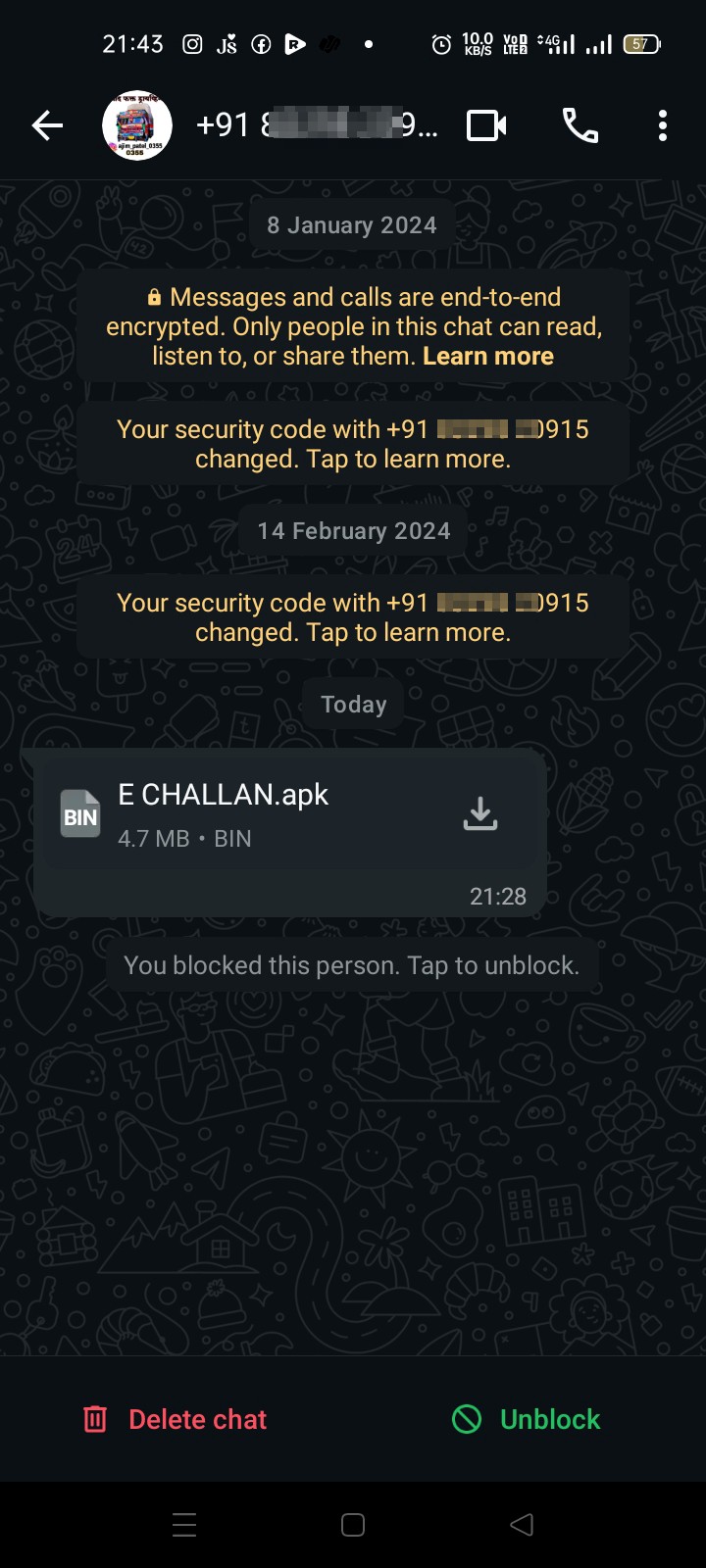 shared .apk file without knowing me