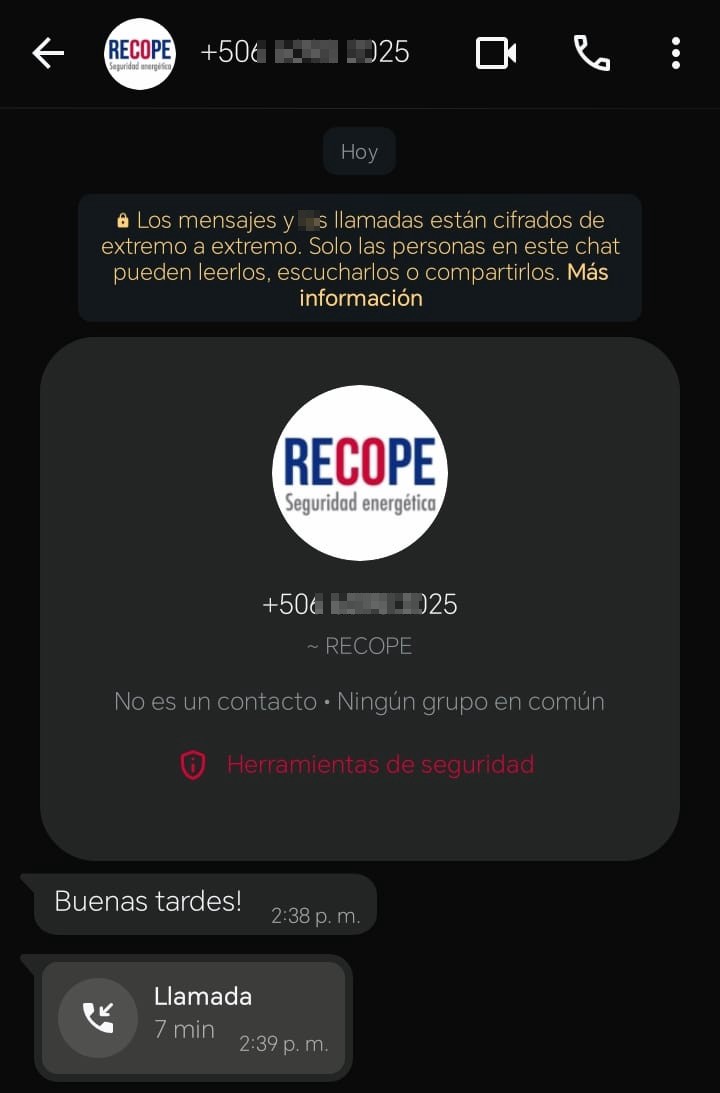 recope scam (they are not from recope)