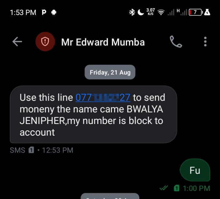 send that money on this line my current one is not registered on momo 