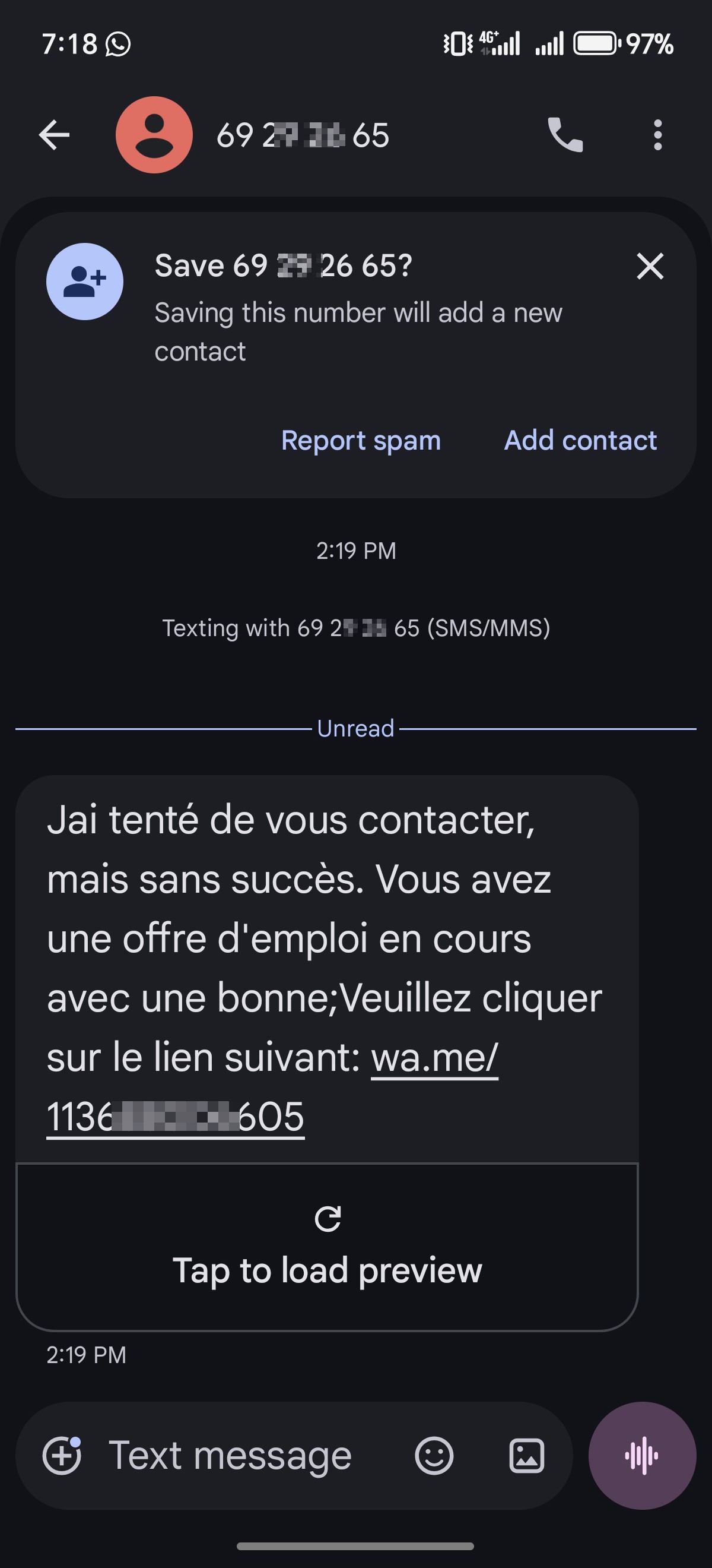 scam by sms