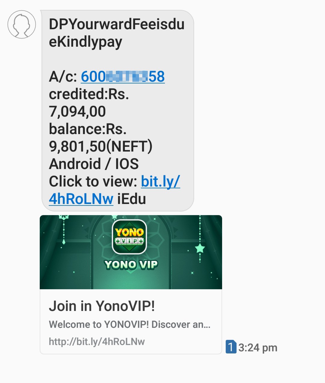 Scam of clicking a website