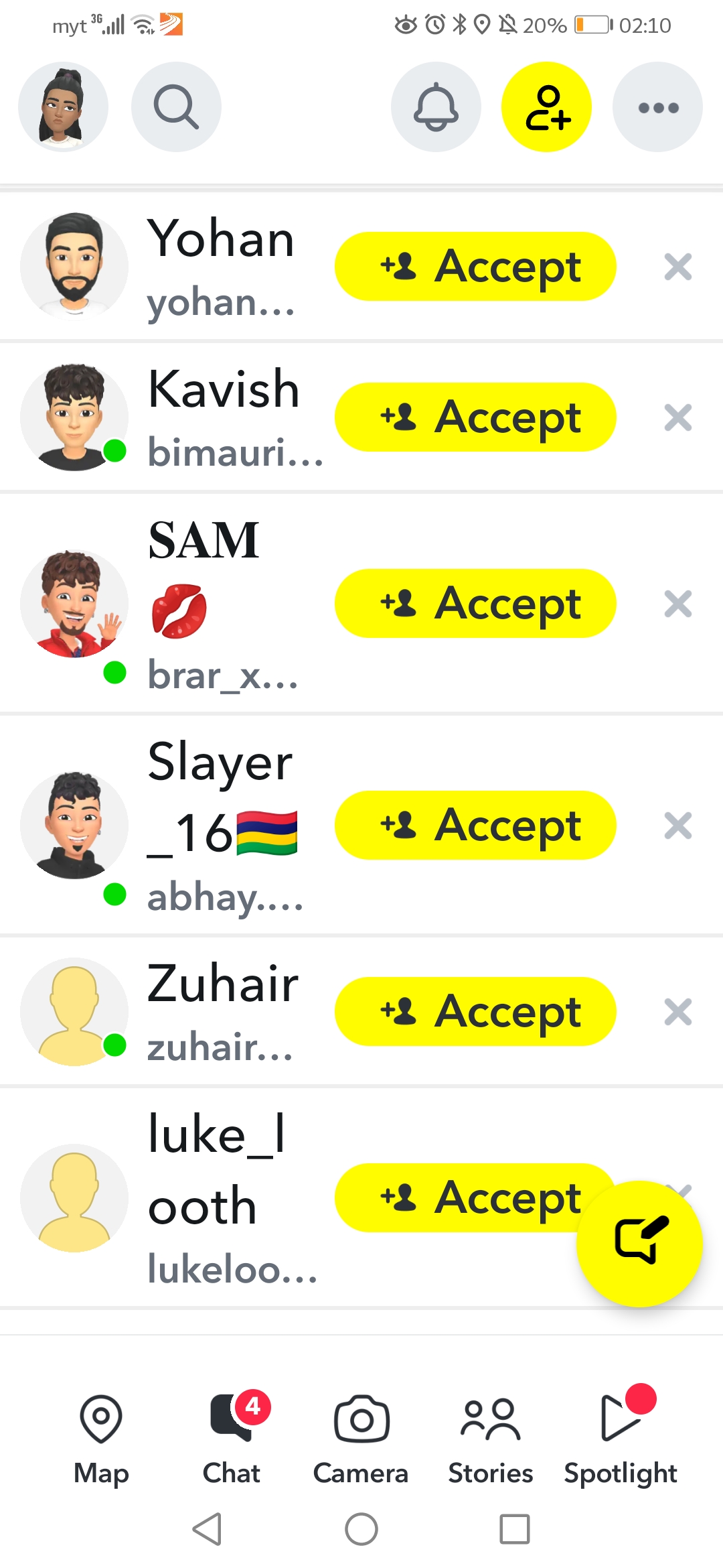 Random people sending me friend requests on Snapchat most of them are male