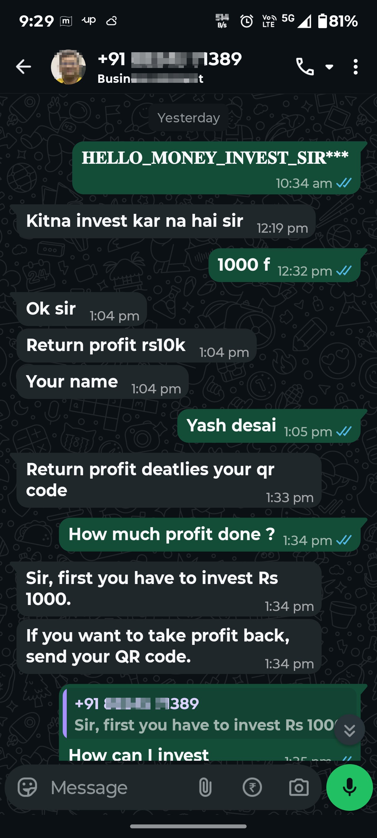 Trading scam