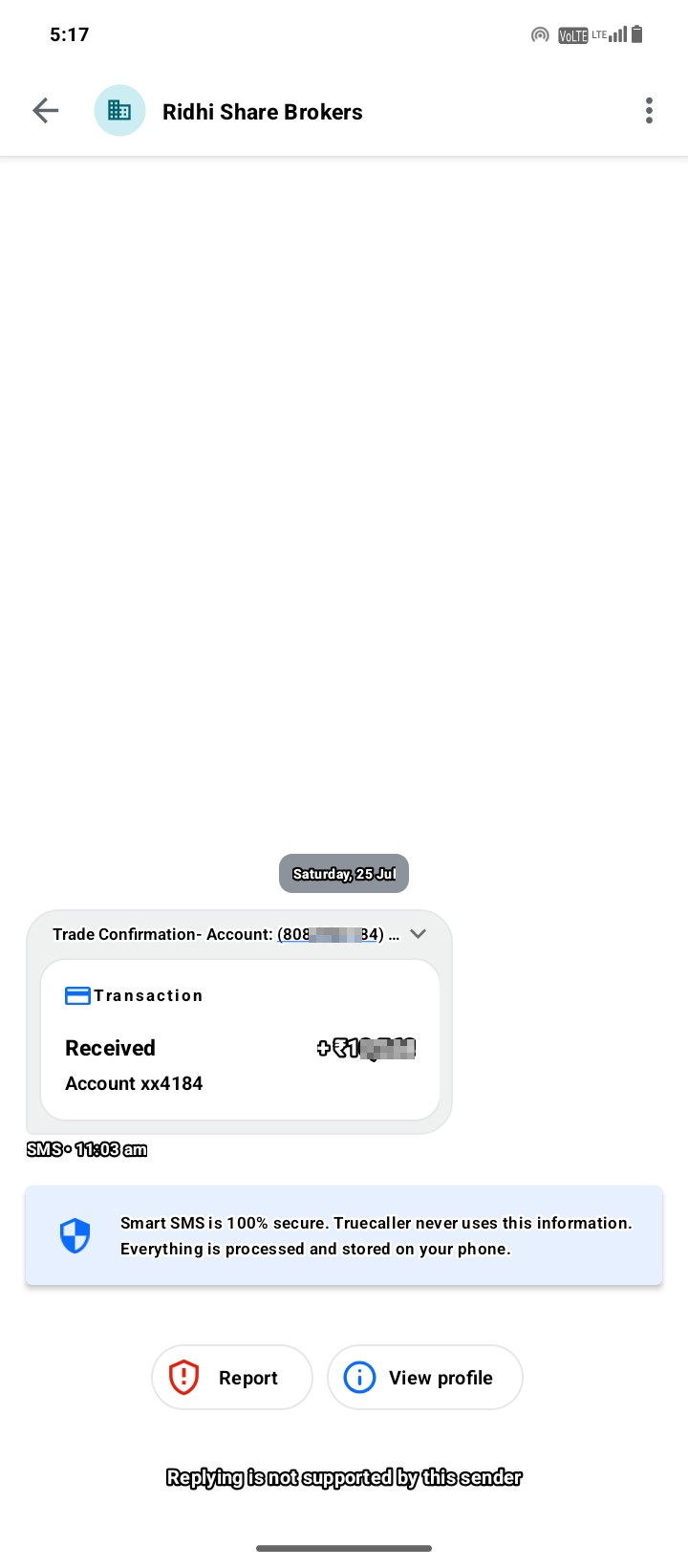Message claiming 10,000 rupees credited to your account