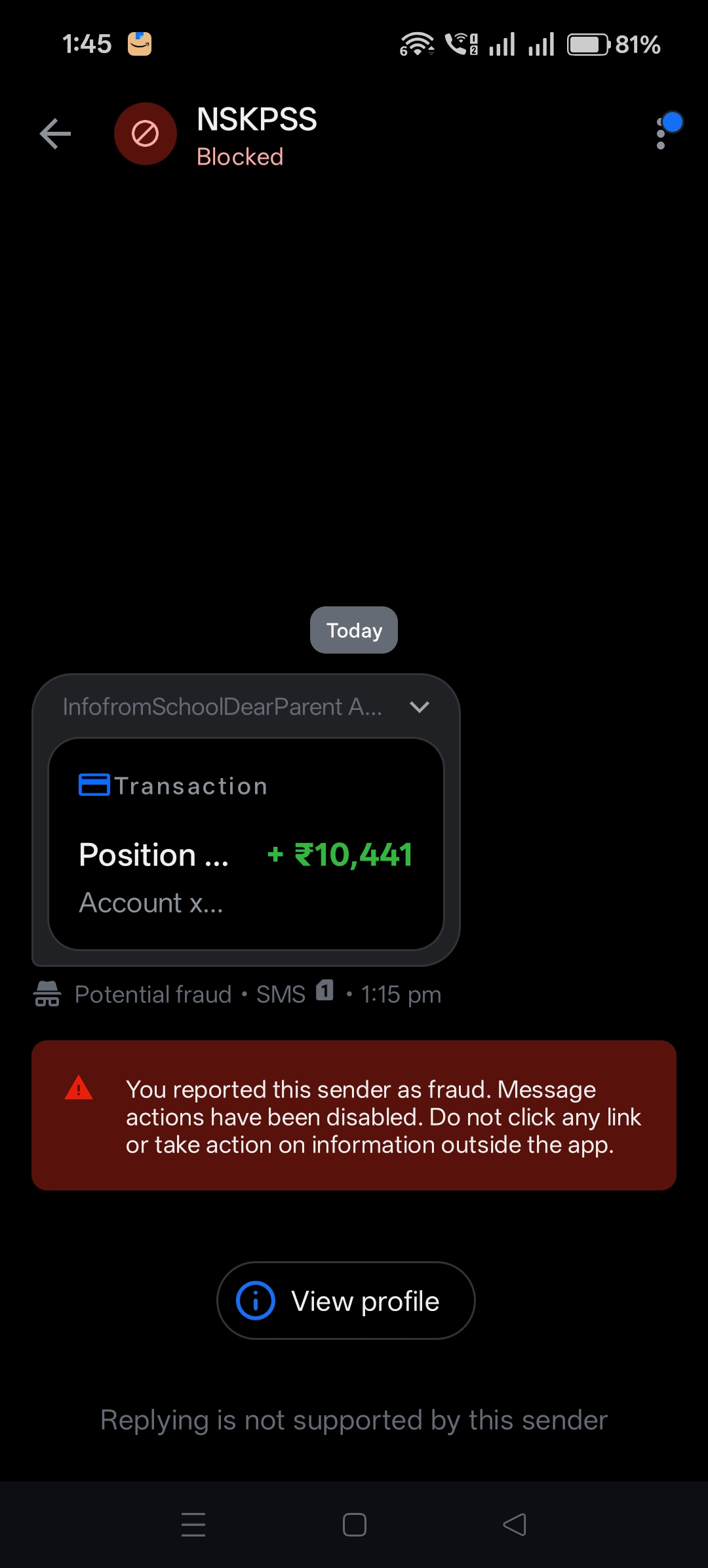 Stay away from Fraud Messages