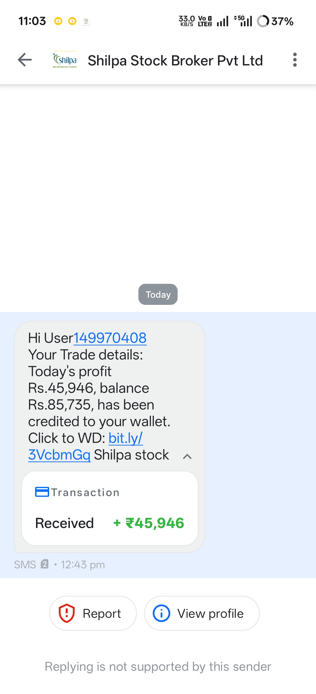 scam in message box