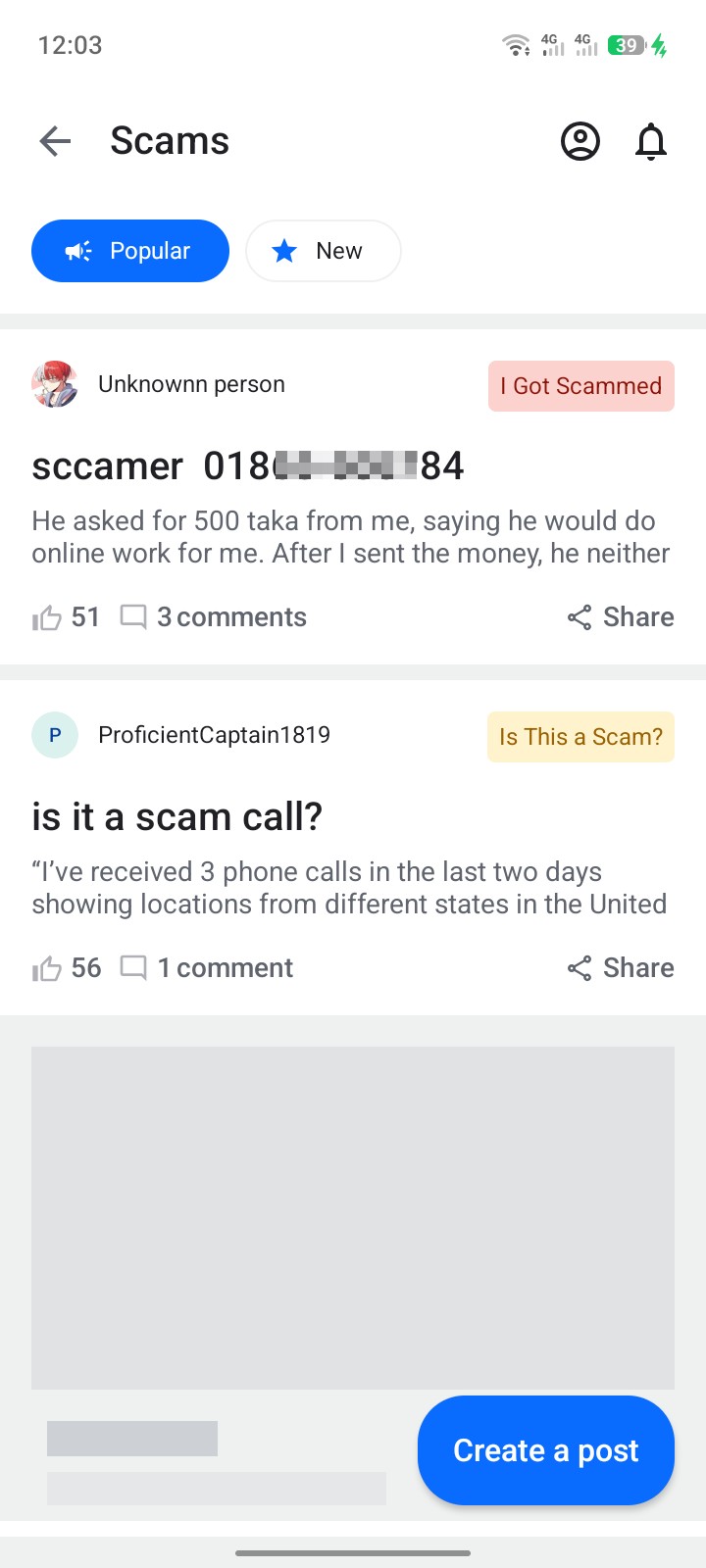 scamar block report please 