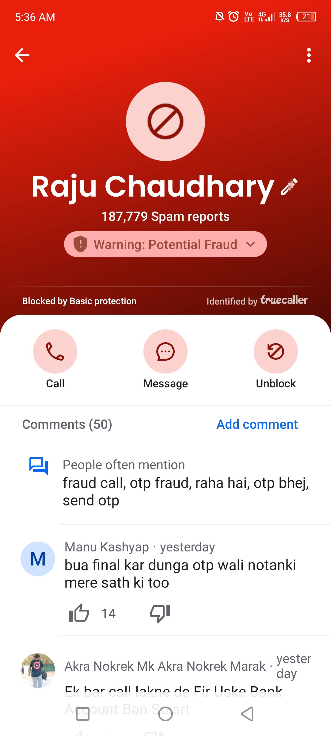 fake otp and calls 