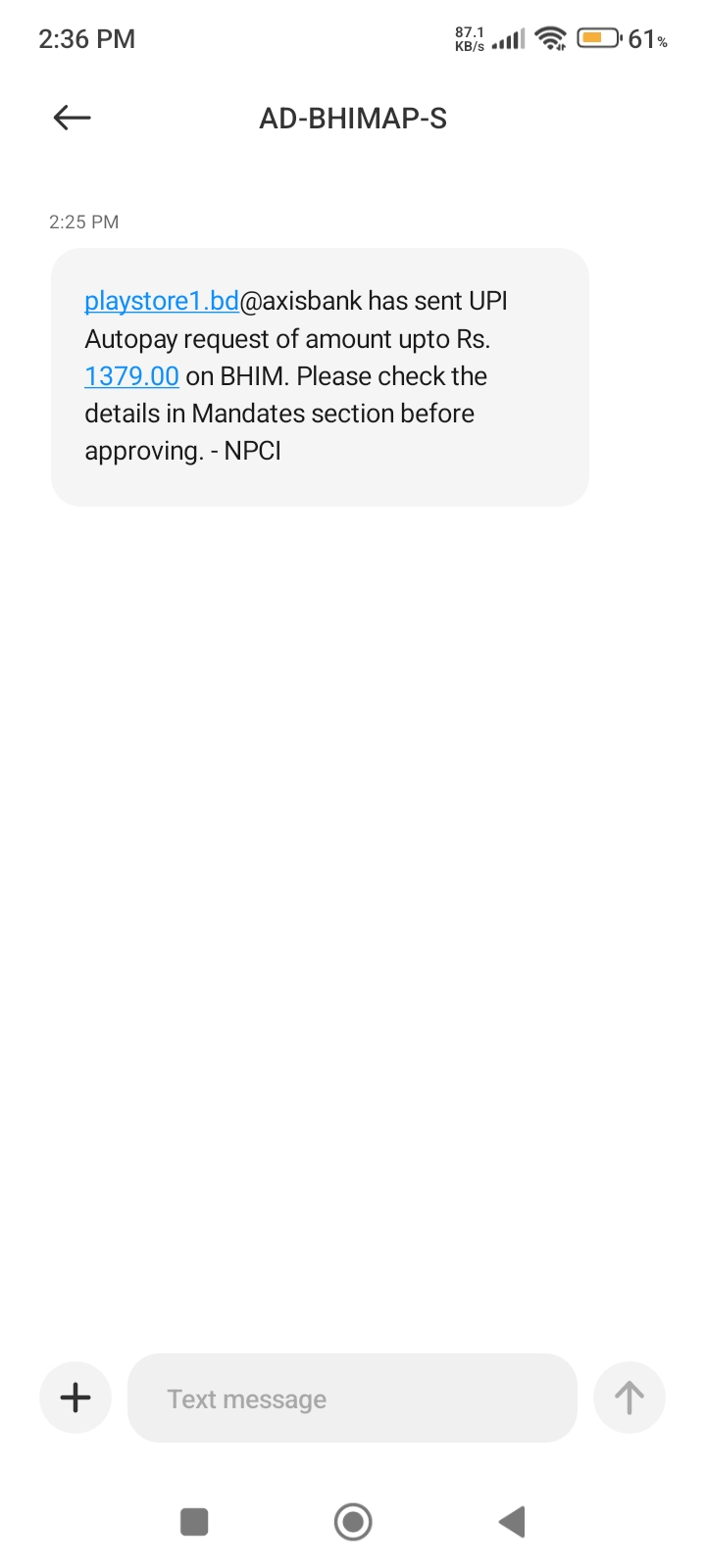 upi automatic payment request received 