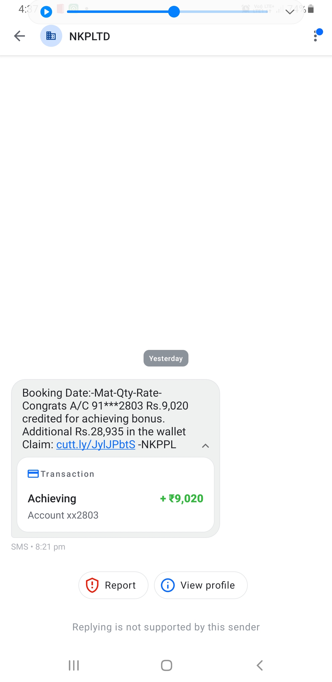 scam money received 
