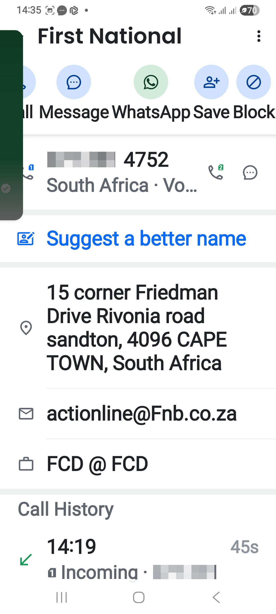 scam saying it's your bank