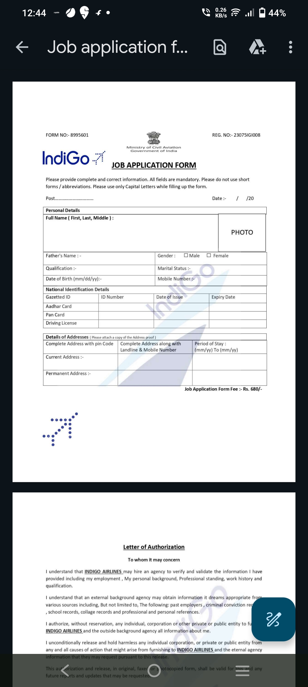 Indigo Airlines job scam: asked for money to fill form and open bank account