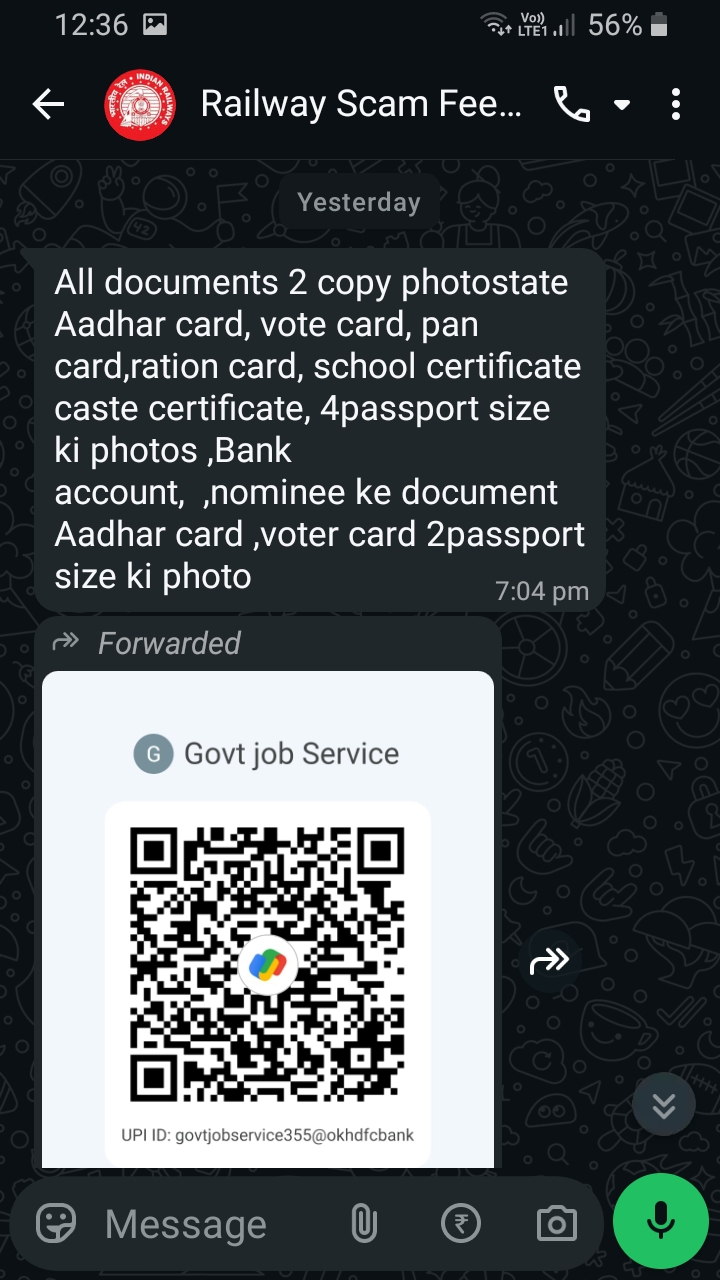 railway job scam