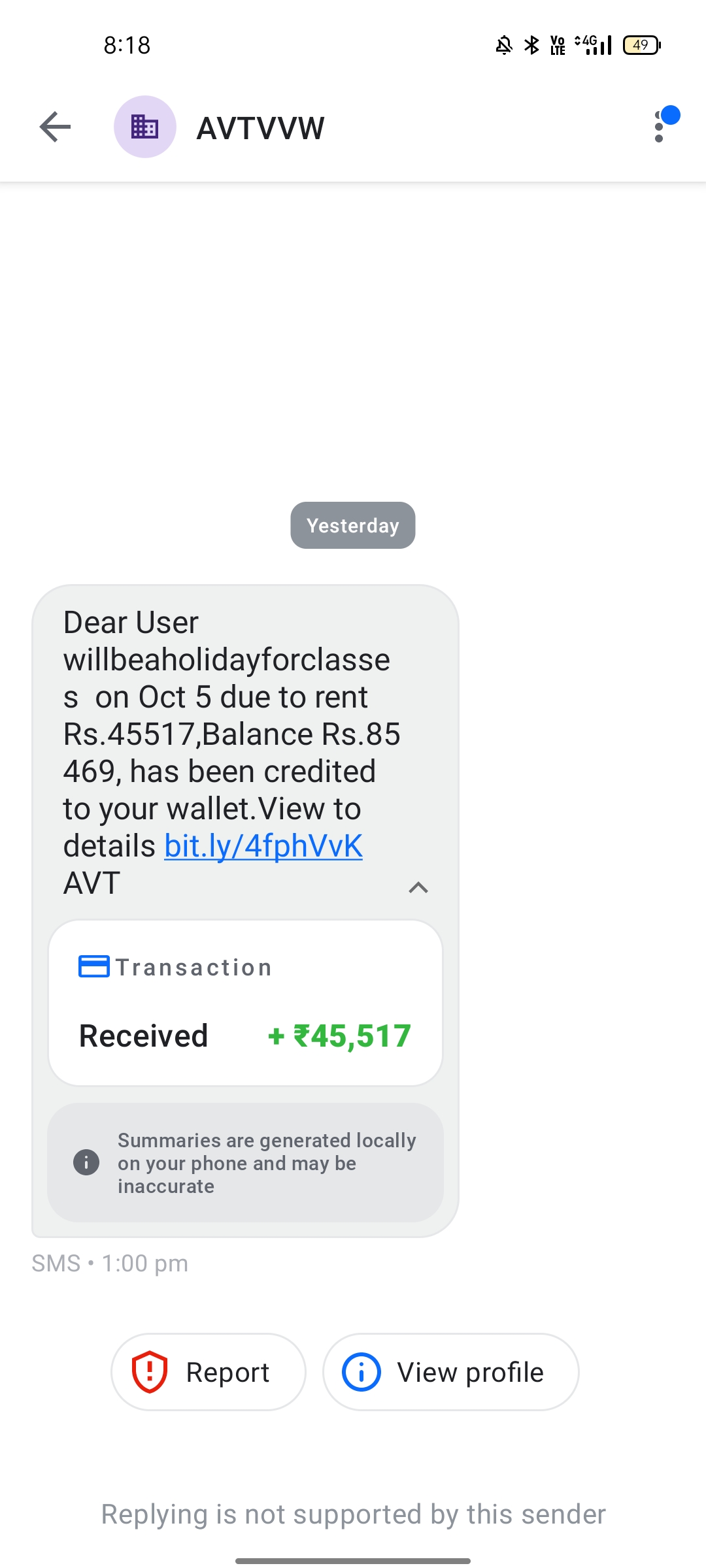 If you receive a message like this from any brother, do not click on this link in your account. - image 2