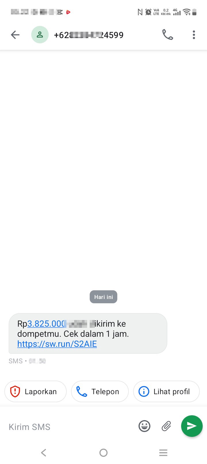 link fishing via SMS 