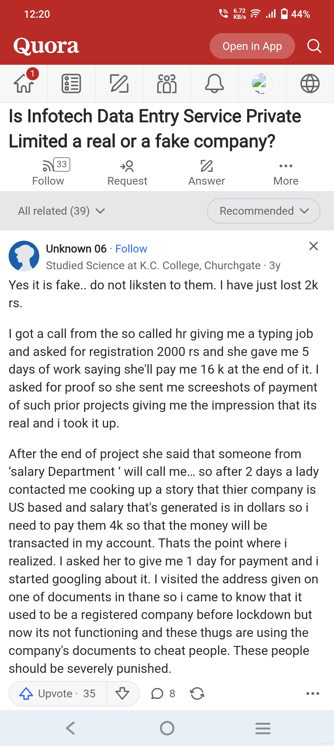 Job scam