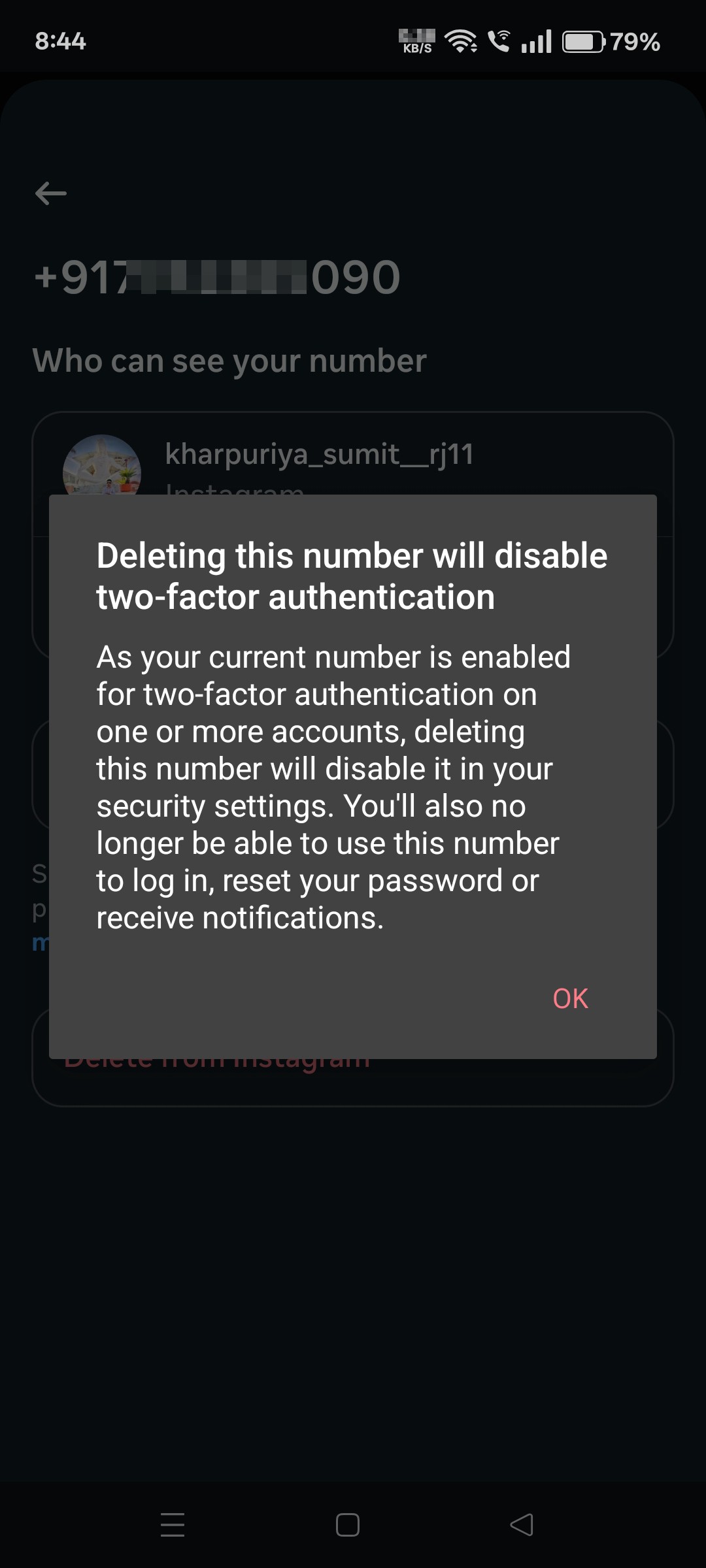 It is showing on my Instagram ID and my Instagram ID is not opening. 
