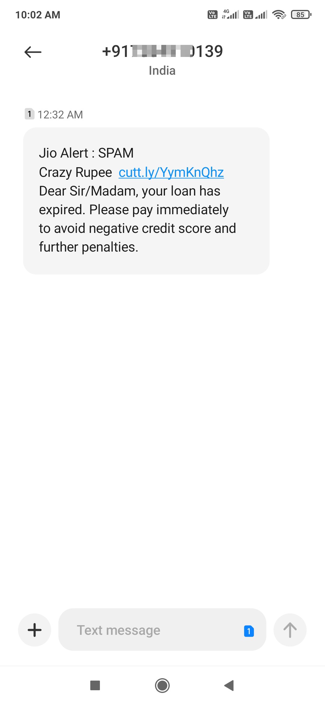 Fake message about loan payment, do not open the link