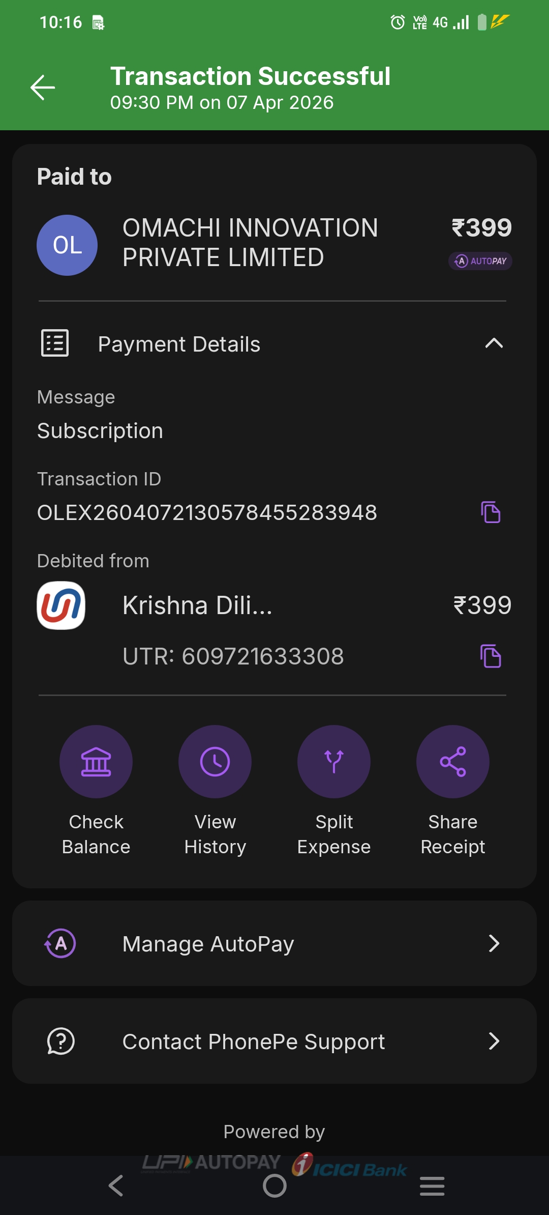OMACHI Auto Pay Scam / Unauthorized Debit