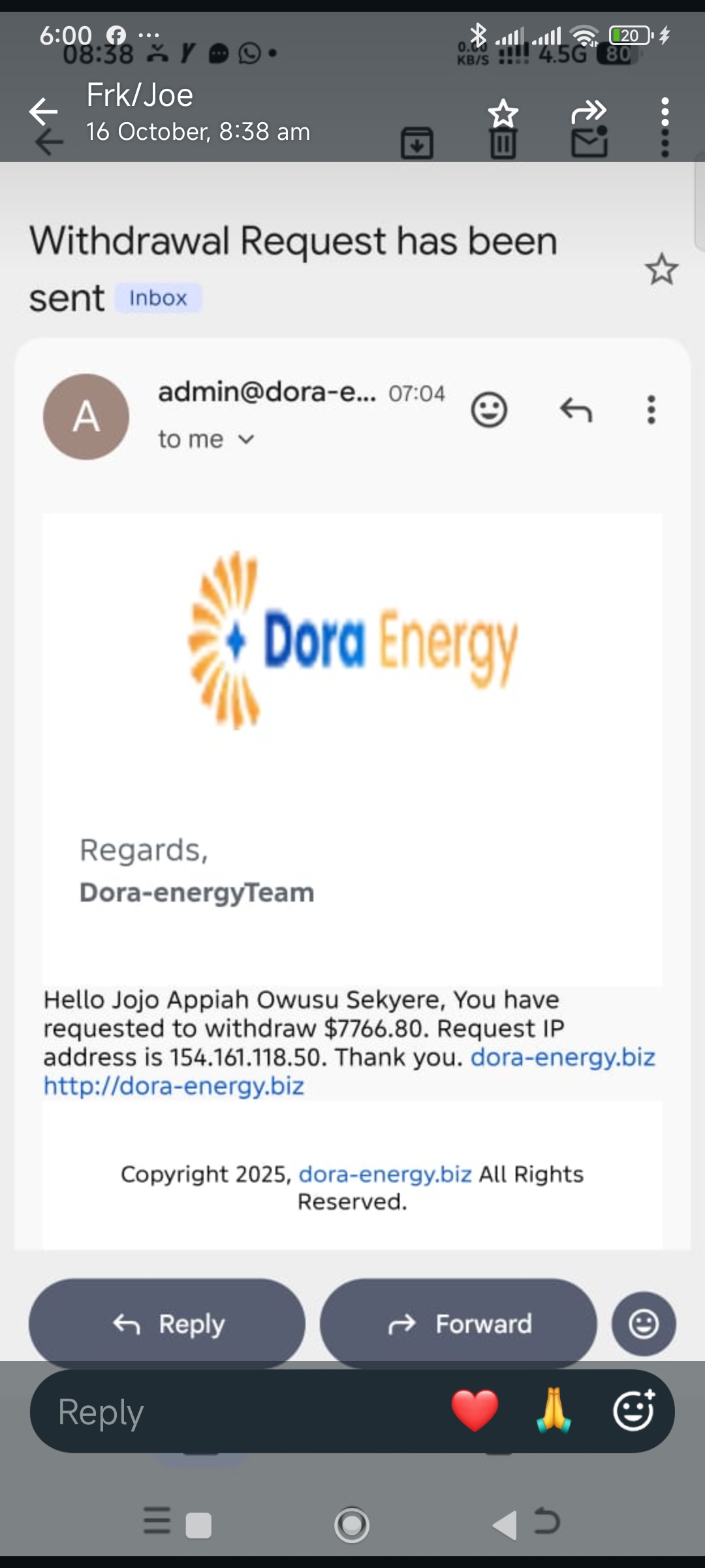 Dora energy investors are they scammers please people should help me let's know more about them